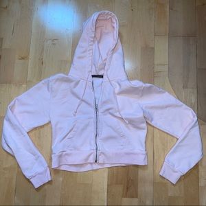 Brandy Melville Pink Cropped Zip Up Jacket